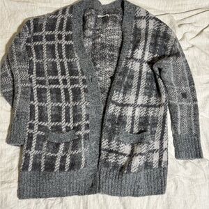 Gray Plaid American Eagle Cardigan